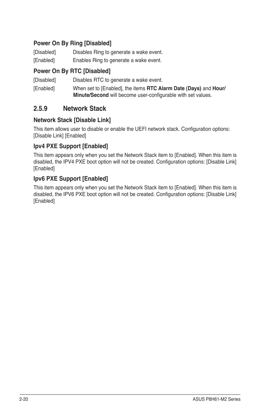 9 network stack, Network stack -20 | Asus P8H61-M2/TPM/SI R2.0 User Manual | Page 58 / 70