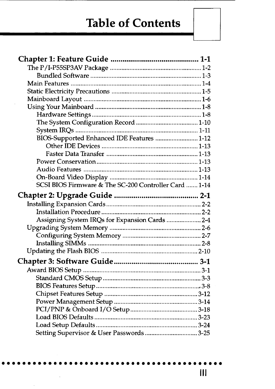 Asus P/I-P55SP3AV User Manual | Page 2 / 82