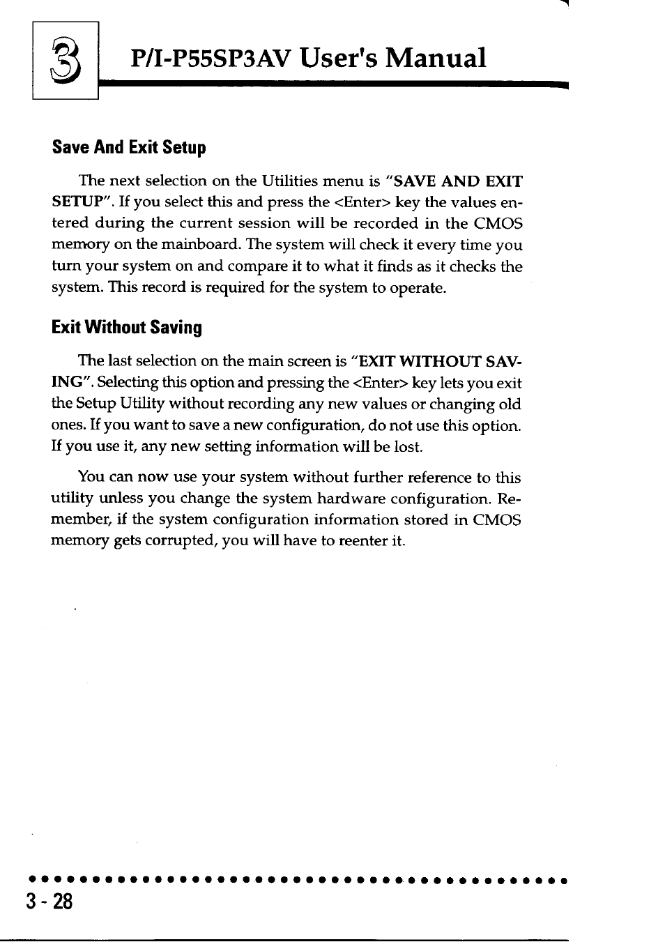 Save and exit setup, Exit without saving, User’s manual | P/i-p55sp3av | Asus P/I-P55SP3AV User Manual | Page 55 / 82