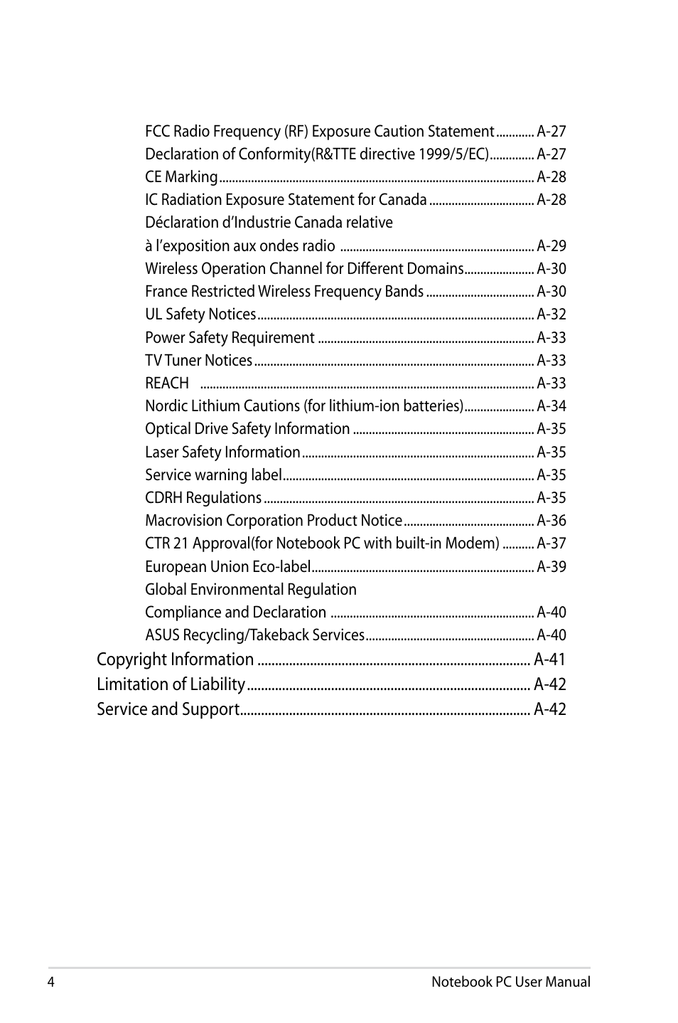 Asus R401VZ User Manual | Page 4 / 120