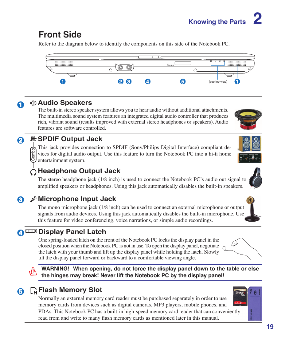 Front side | Asus Z62E User Manual | Page 19 / 76