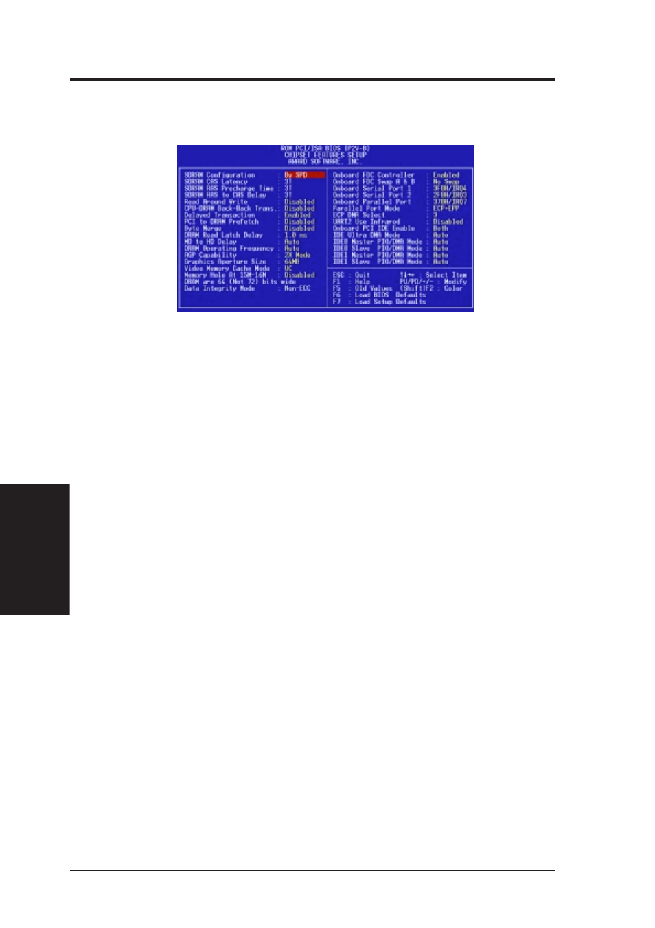 Iv. bios setup, Chipset features setup | Asus P2V-B User Manual | Page 48 / 96