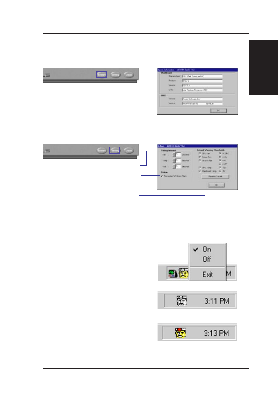 Vi. software reference, Using the asus pc probe | Asus P2V-B User Manual | Page 83 / 96