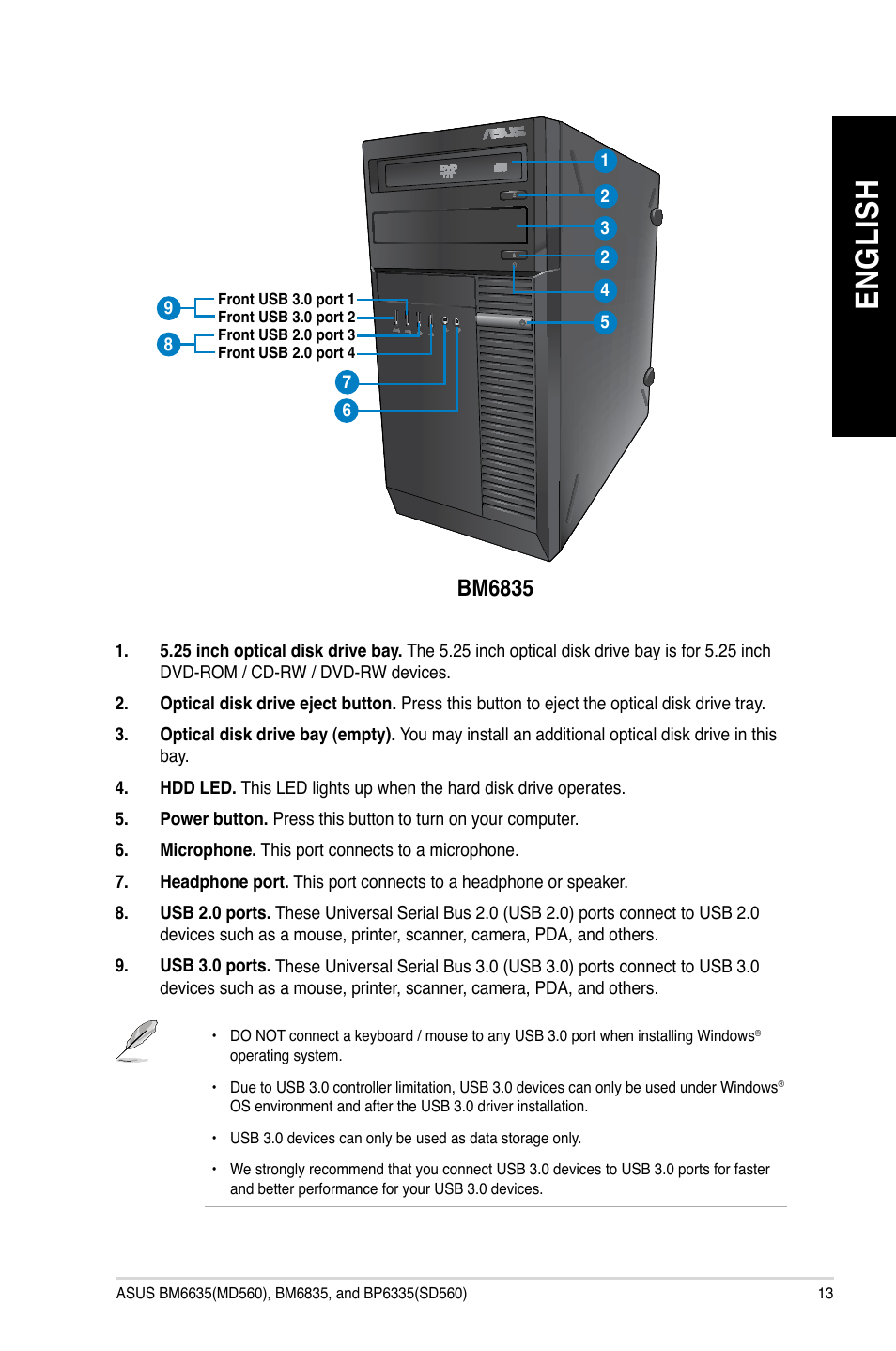 En gl is h en gl is h | Asus BP6335 User Manual | Page 13 / 105