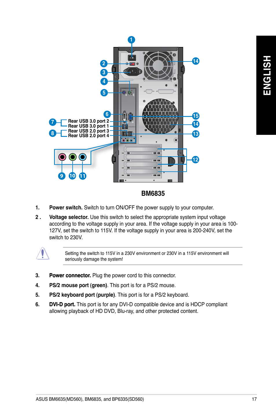 En gl is h en gl is h | Asus BP6335 User Manual | Page 17 / 105