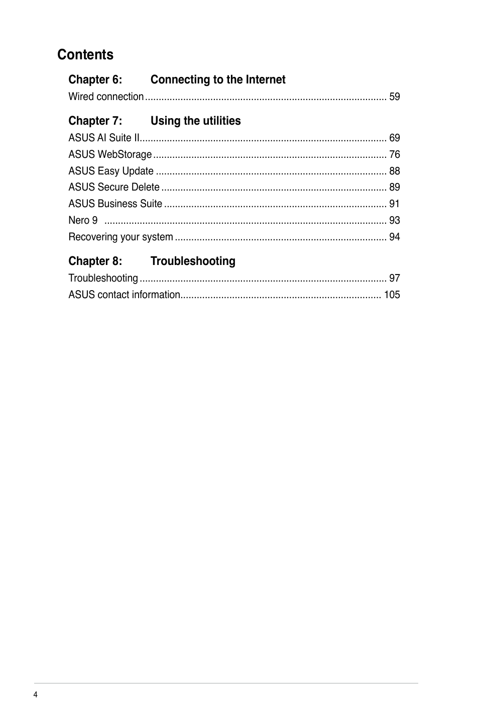 Asus BP6335 User Manual | Page 4 / 105