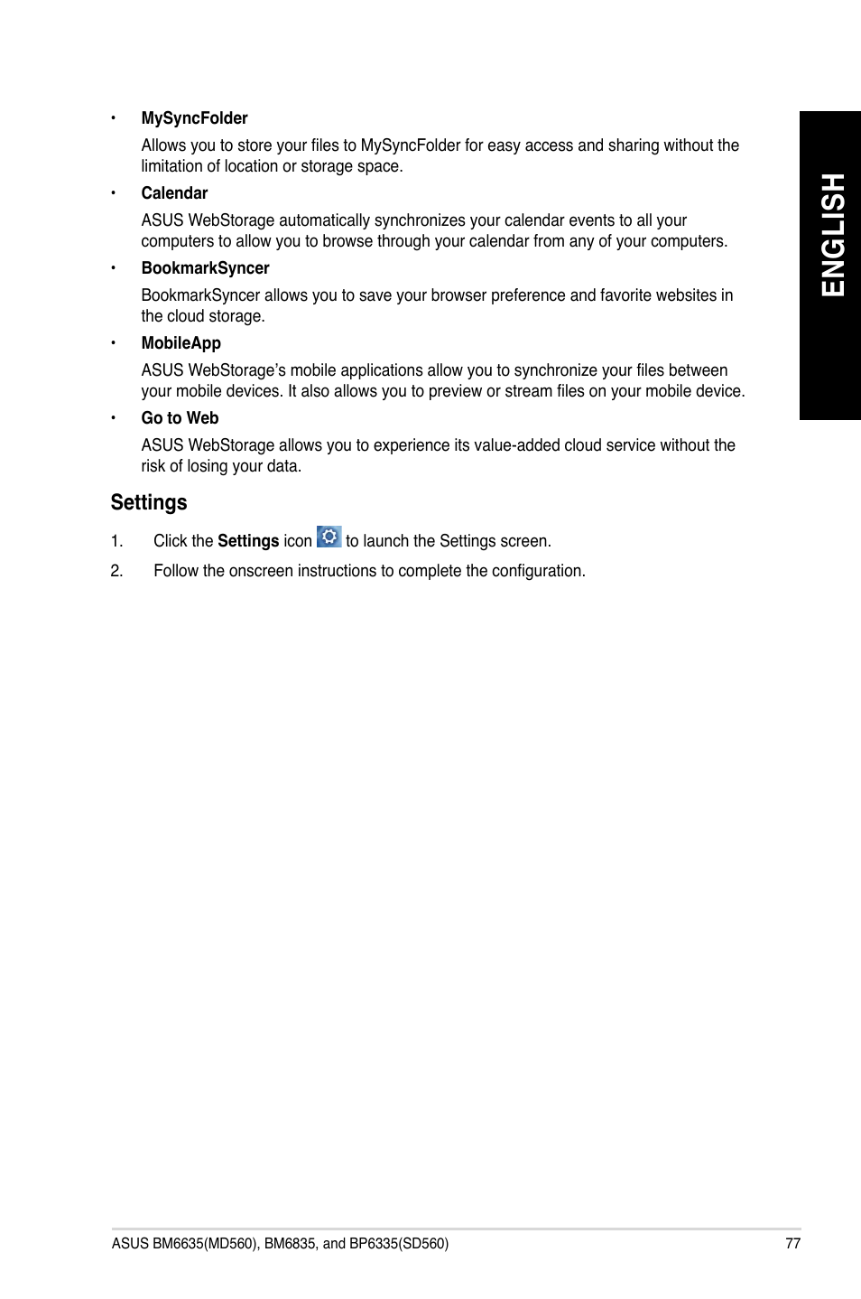 En gl is h en gl is h | Asus BP6335 User Manual | Page 77 / 105