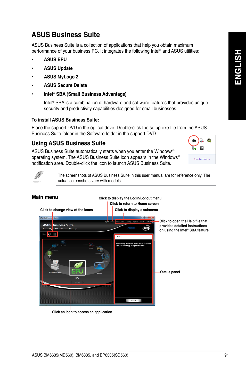 Asus business suite, En gl is h en gl is h | Asus BP6335 User Manual | Page 91 / 105