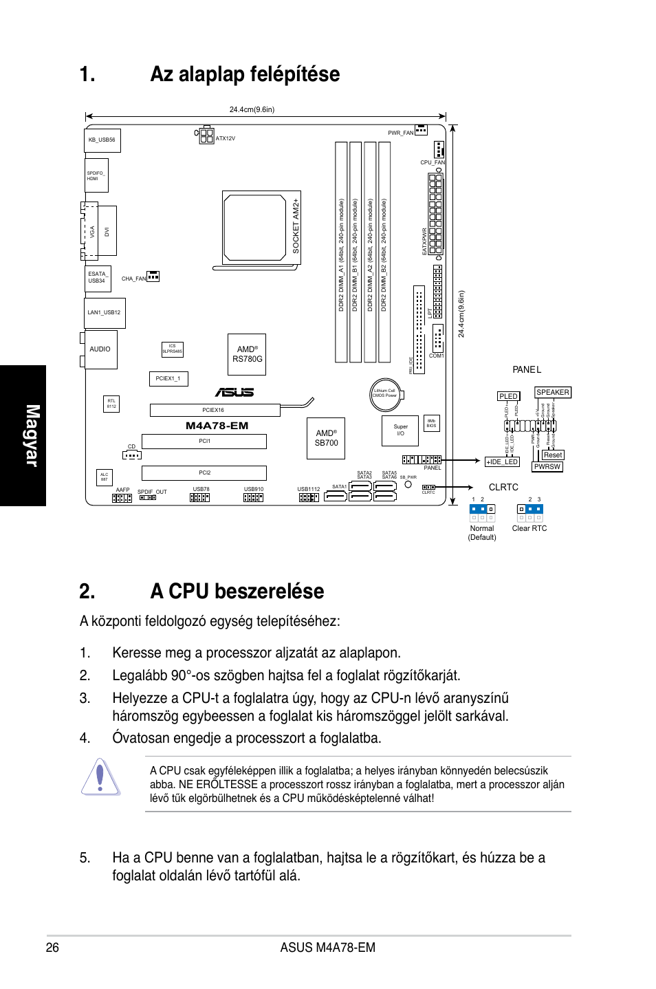 Az alaplap felépítése 2. a cpu beszerelése, Magyar, M4a78-em | Asus M4A78-EM User Manual | Page 26 / 38