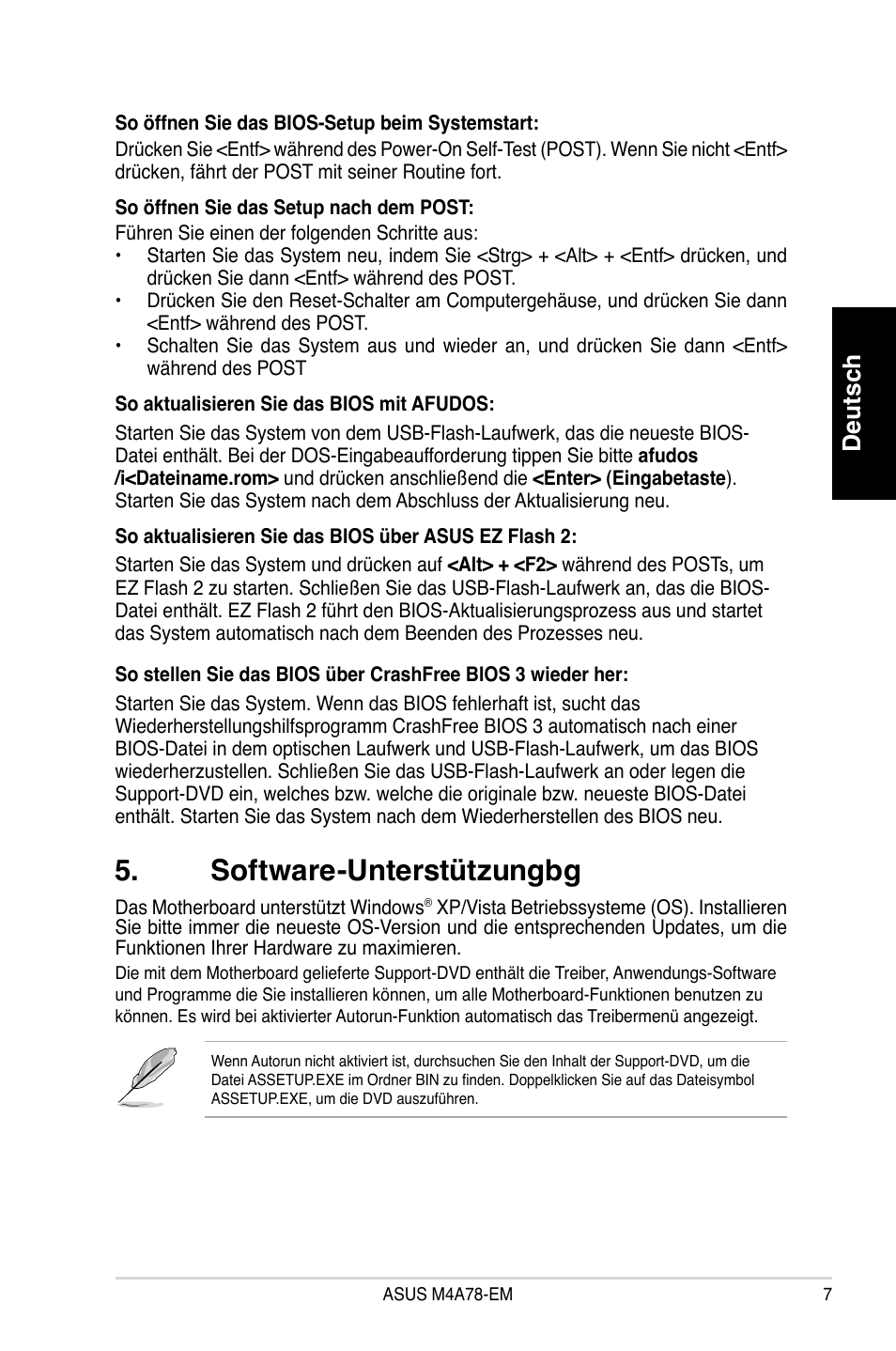 Software-unterstützungbg, Deutsch | Asus M4A78-EM User Manual | Page 7 / 38