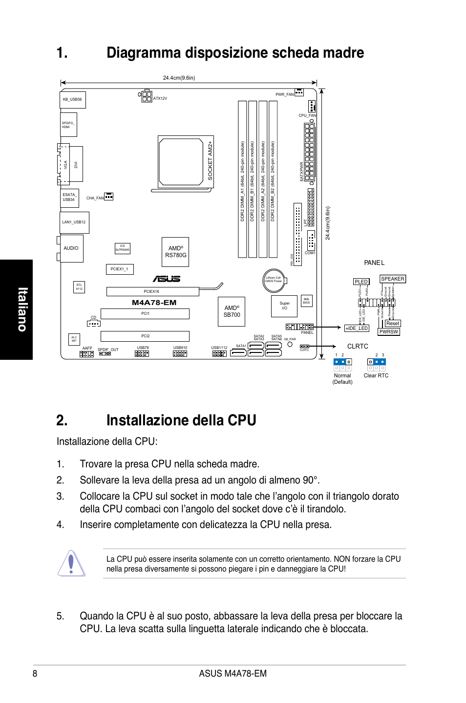 Italiano, 8asus m4a78-em, M4a78-em | Asus M4A78-EM User Manual | Page 8 / 38