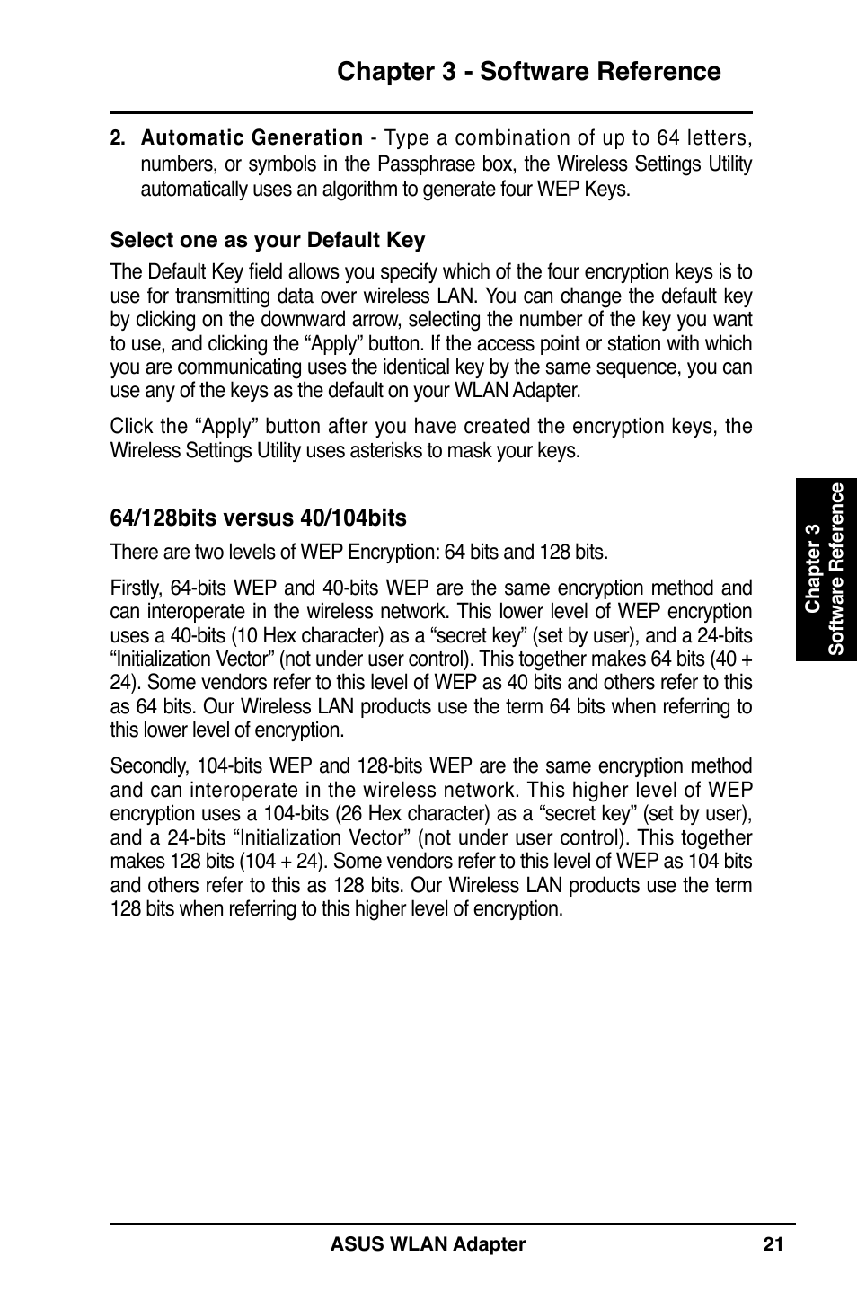 Chapter 3 - software reference | Asus WL-130N User Manual | Page 21 / 38