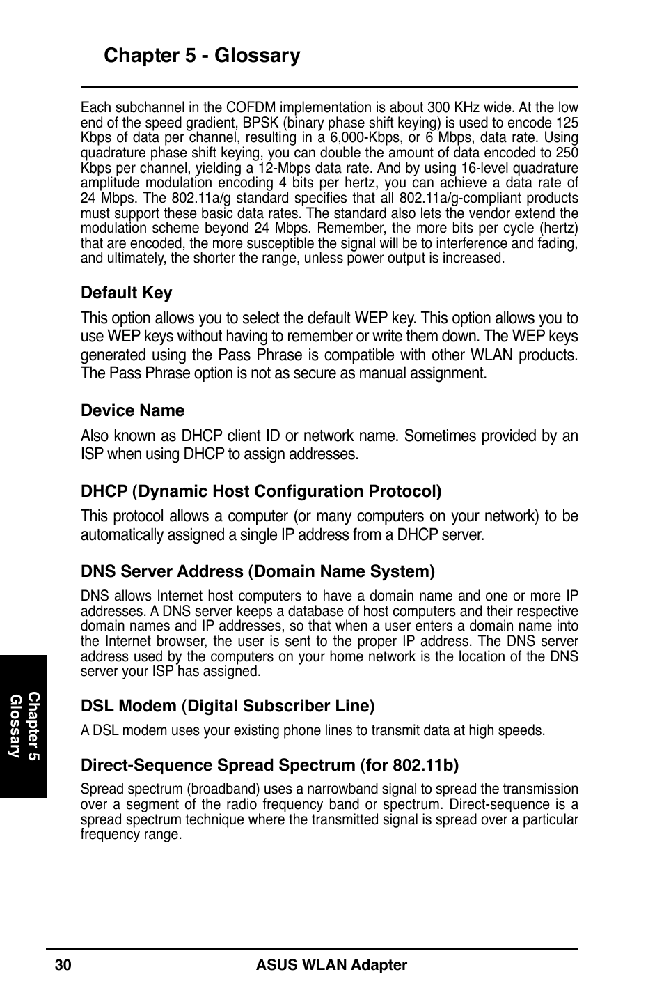 Chapter 5 - glossary | Asus WL-130N User Manual | Page 30 / 38