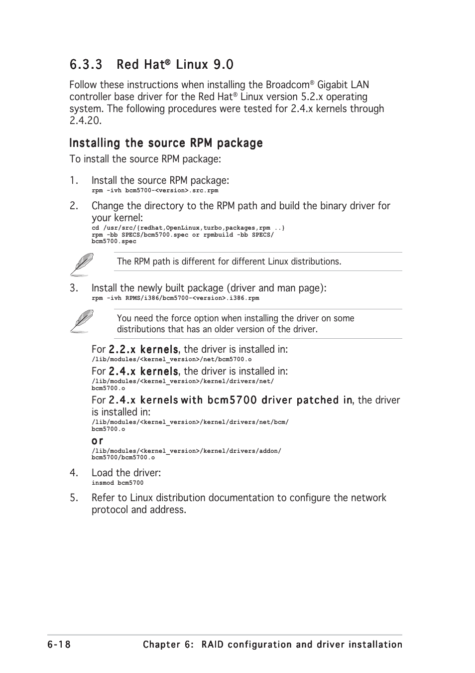 3 red hat red hat red hat red hat red hat, Linux 9.0 | Asus TS150-E2 User Manual | Page 126 / 134