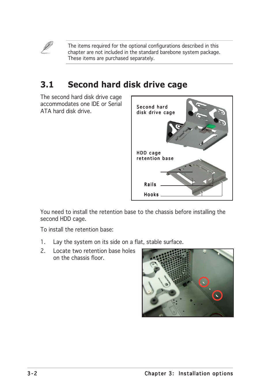1 second hard disk drive cage | Asus TS150-E2 User Manual | Page 42 / 134
