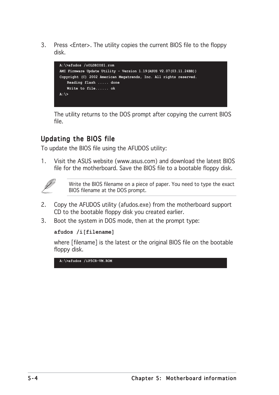 Updating the bios file | Asus TS150-E2 User Manual | Page 74 / 134