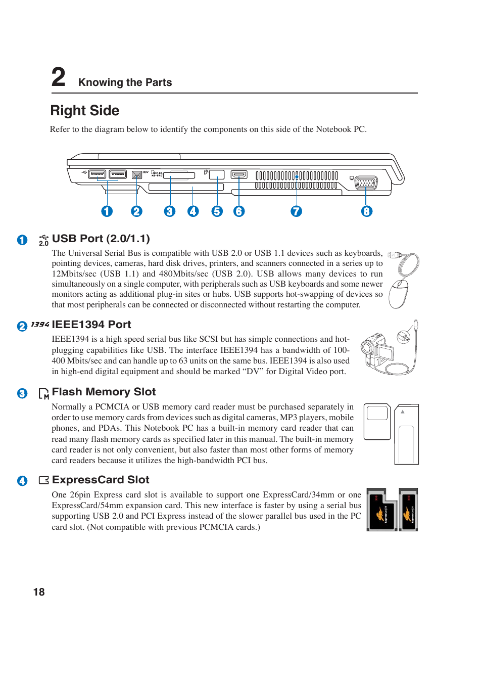 Right side | Asus W2P User Manual | Page 18 / 73