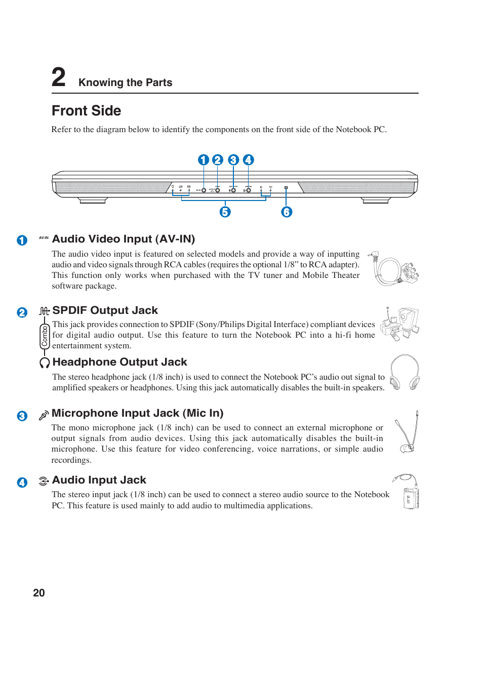 Front side | Asus W2P User Manual | Page 20 / 73