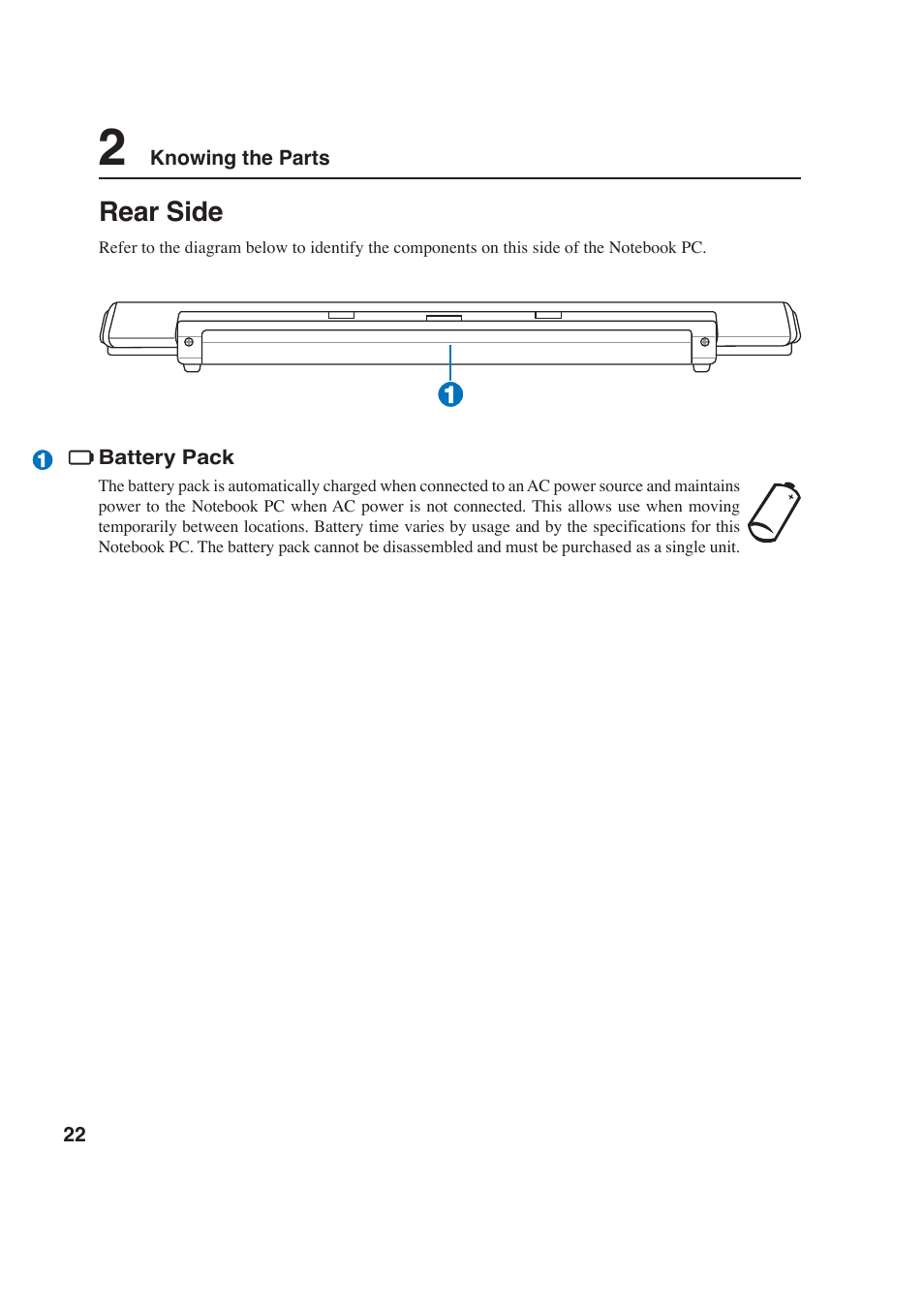 Rear side | Asus W2P User Manual | Page 22 / 73