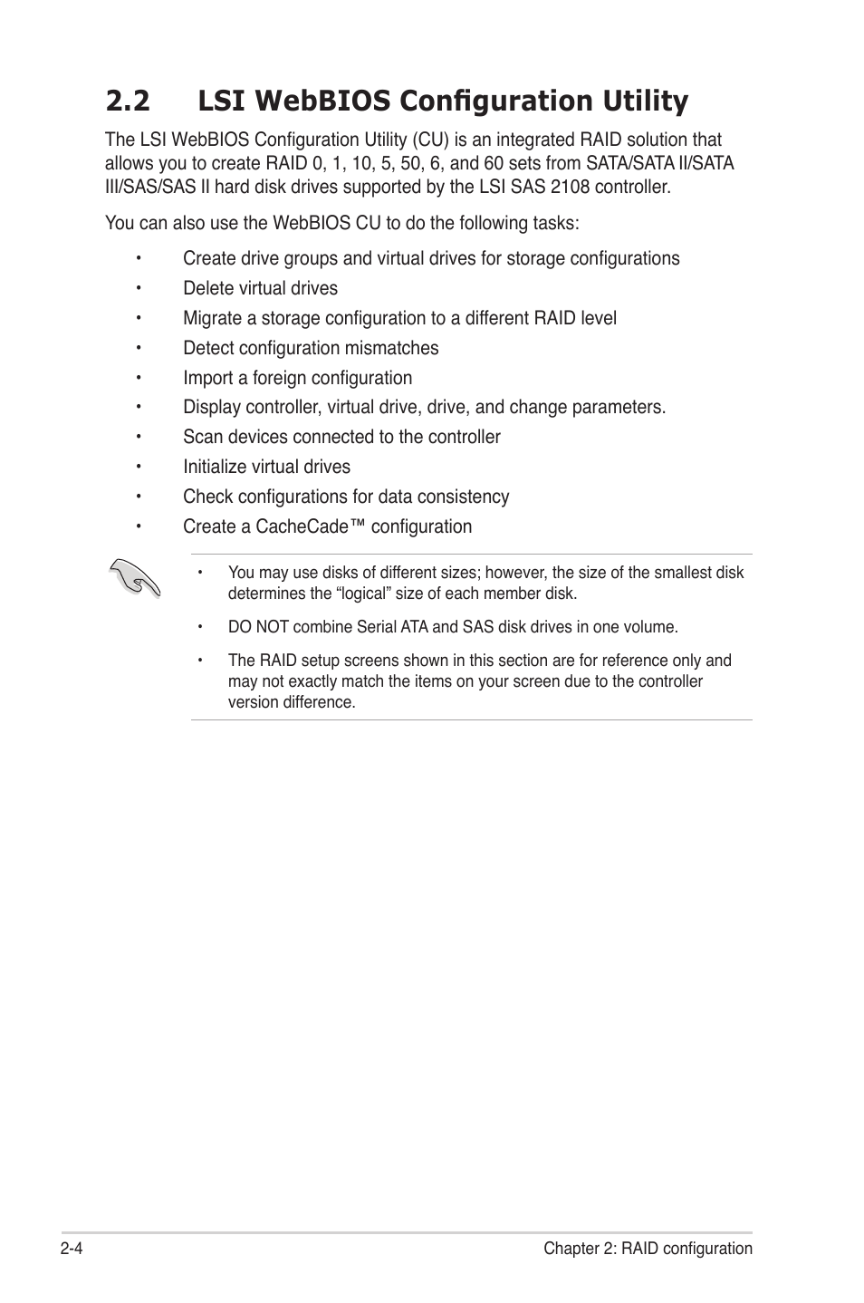 2 lsi webbios configuration utility, Lsi webbios configuration utility -4 | Asus PIKE 2108 User Manual | Page 18 / 84