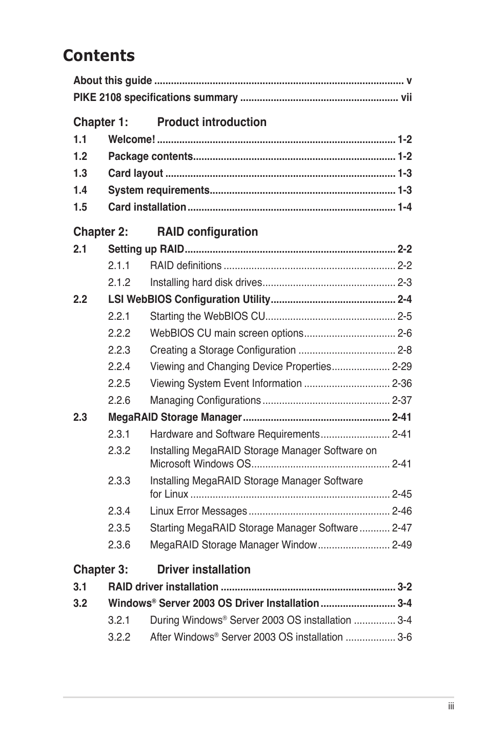 Asus PIKE 2108 User Manual | Page 3 / 84