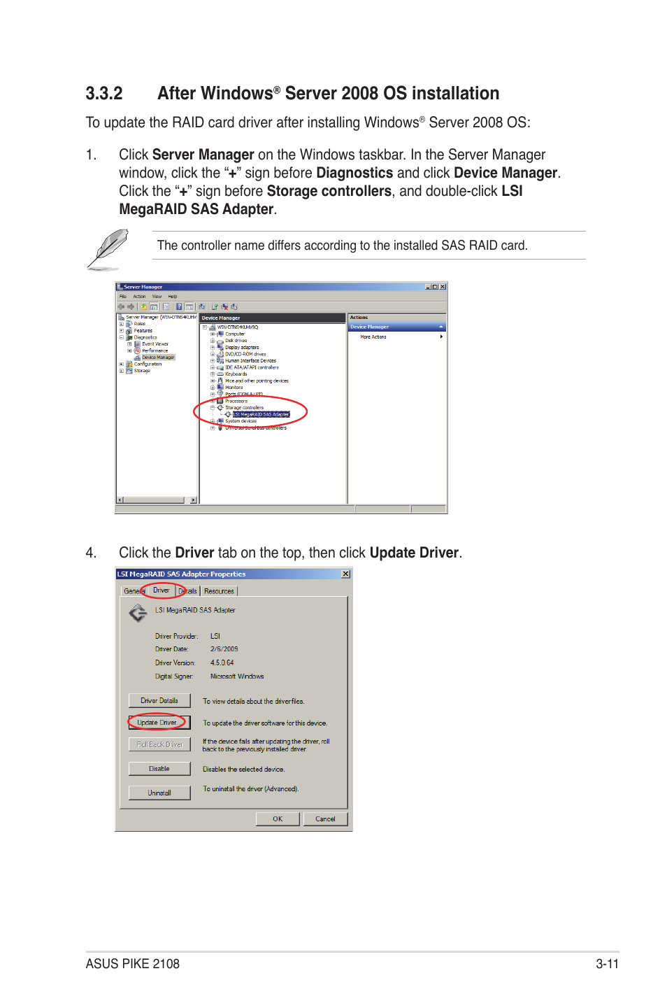 2 after windows® server 2008 os installation, After windows, Server 2008 os installation -11 | 2 after windows, Server 2008 os installation | Asus PIKE 2108 User Manual | Page 77 / 84