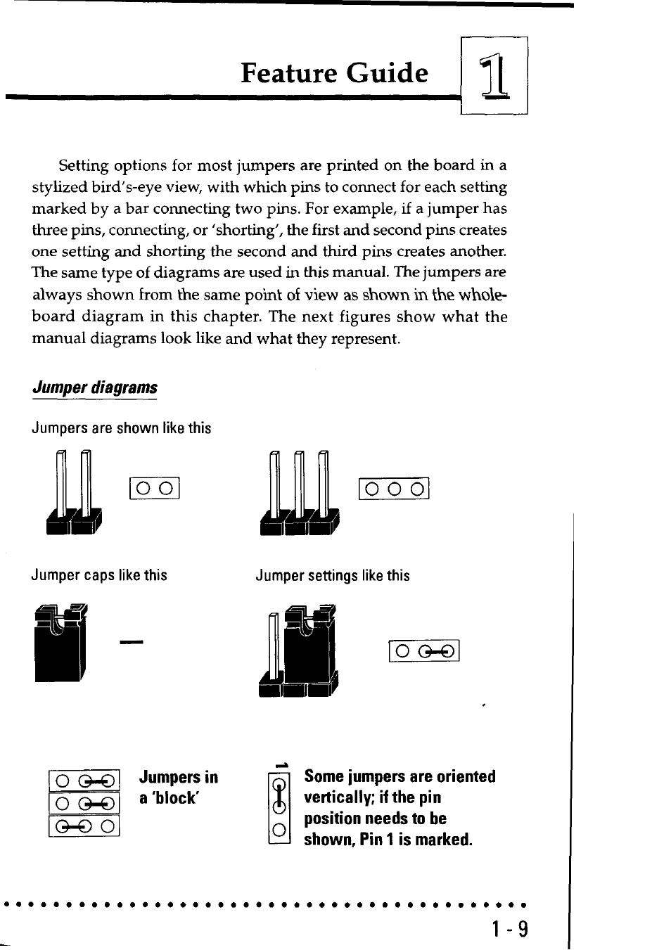 Jumper diagrams, Feature guide, O o o | 4o o | Asus P55SP4 User Manual | Page 14 / 82