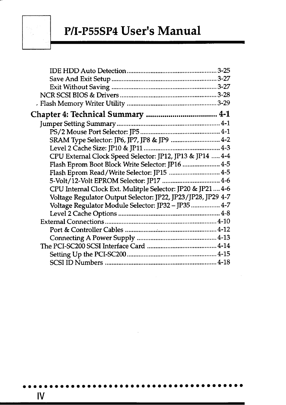 User’s manual, P/i-p55sp4 | Asus P55SP4 User Manual | Page 5 / 82