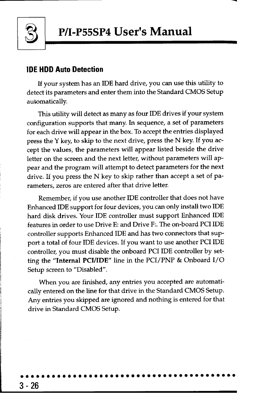 Ide hdd auto detection, User's, P/i-p55sp4 | Manual | Asus P55SP4 User Manual | Page 55 / 82