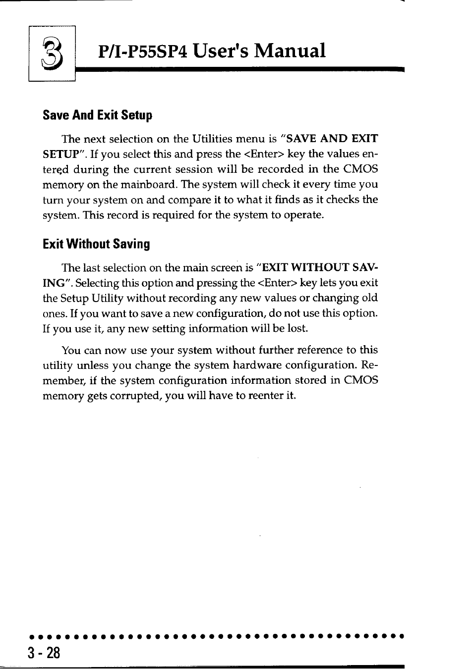 Save and exit setup, Exit without saving, User's manual | P/i-p55sp4 | Asus P55SP4 User Manual | Page 57 / 82