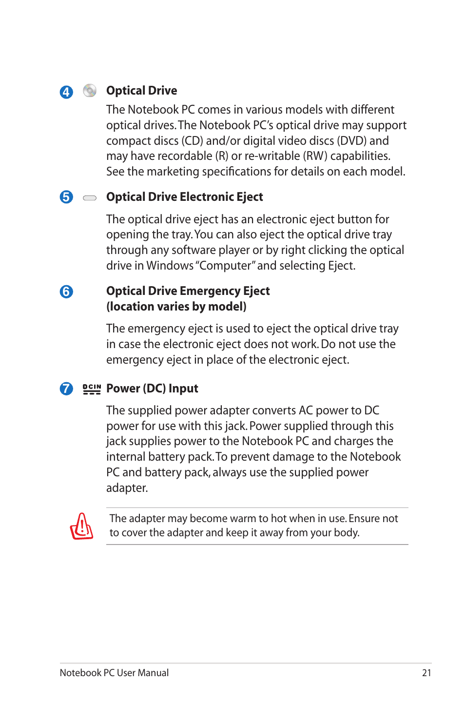 Asus R700VM User Manual | Page 21 / 116