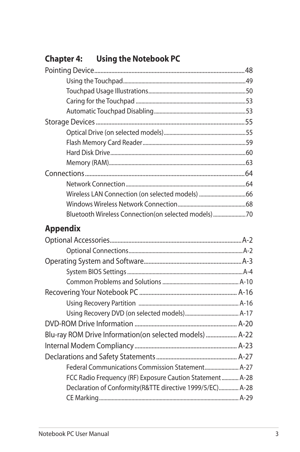 Asus R700VM User Manual | Page 3 / 116