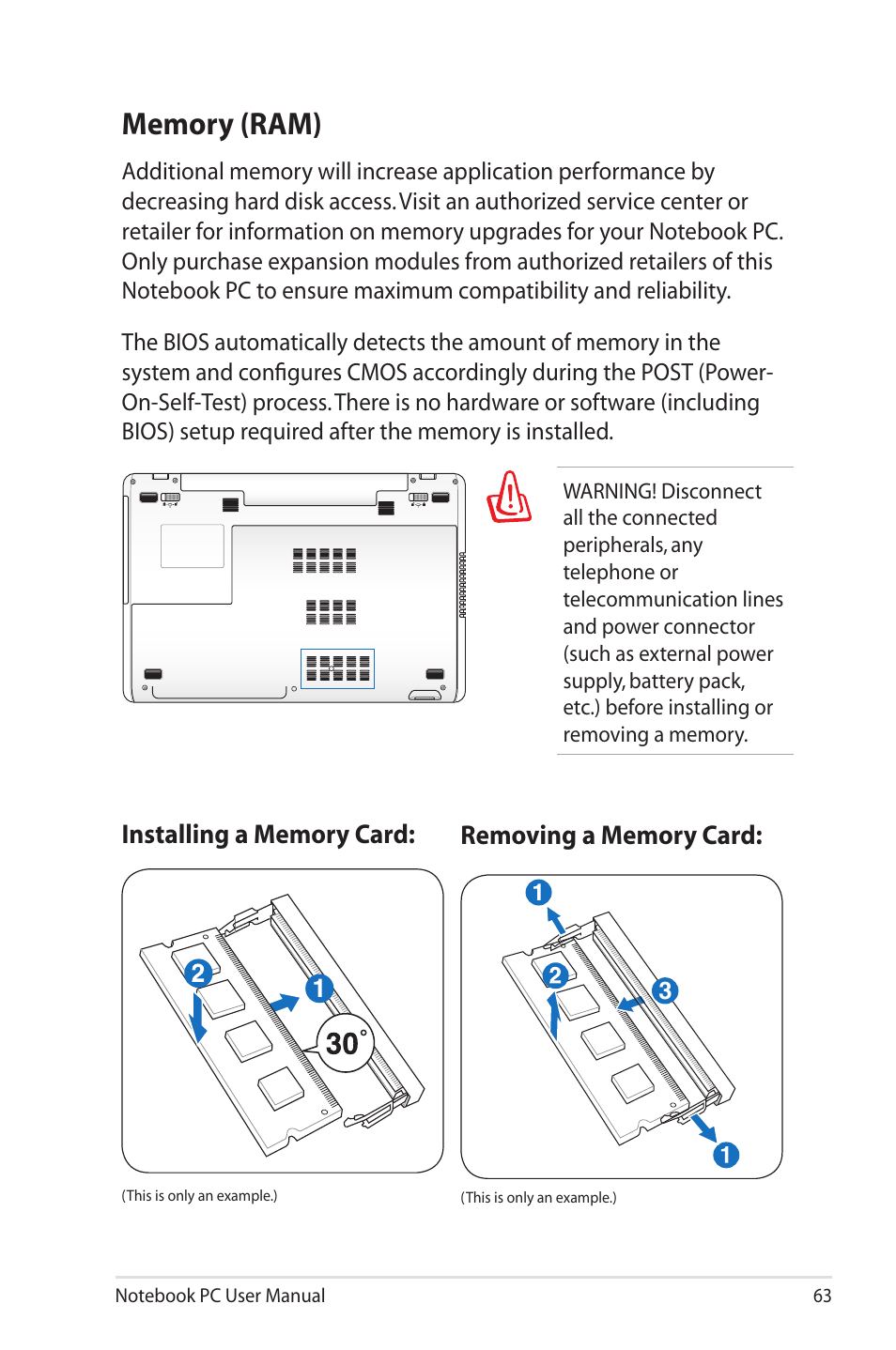 Memory (ram) | Asus R700VM User Manual | Page 63 / 116