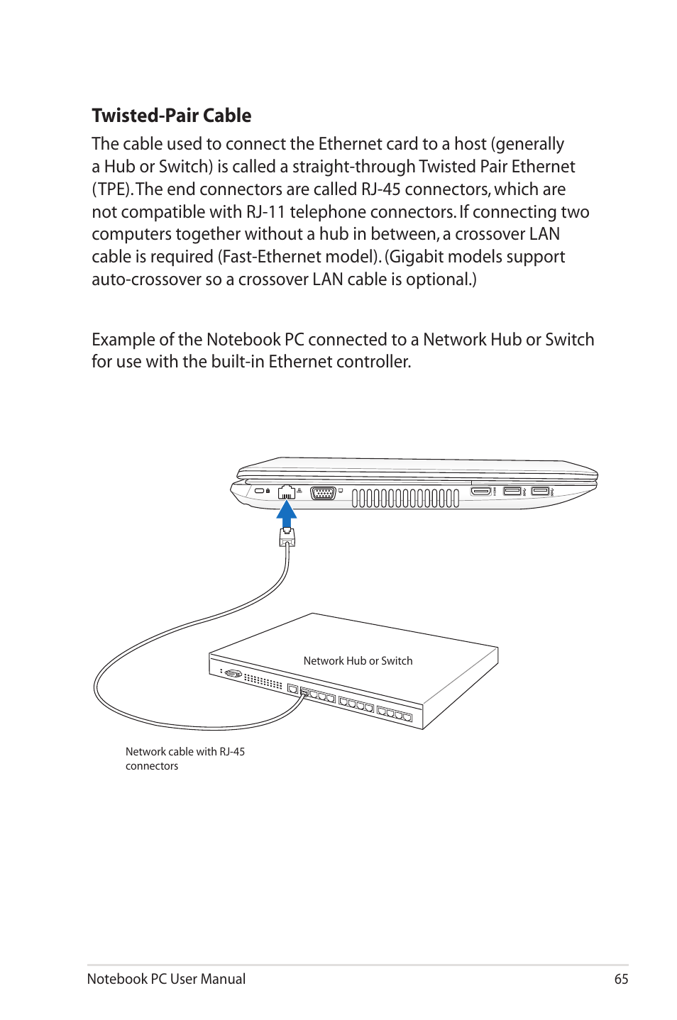 Twisted-pair cable | Asus R700VM User Manual | Page 65 / 116