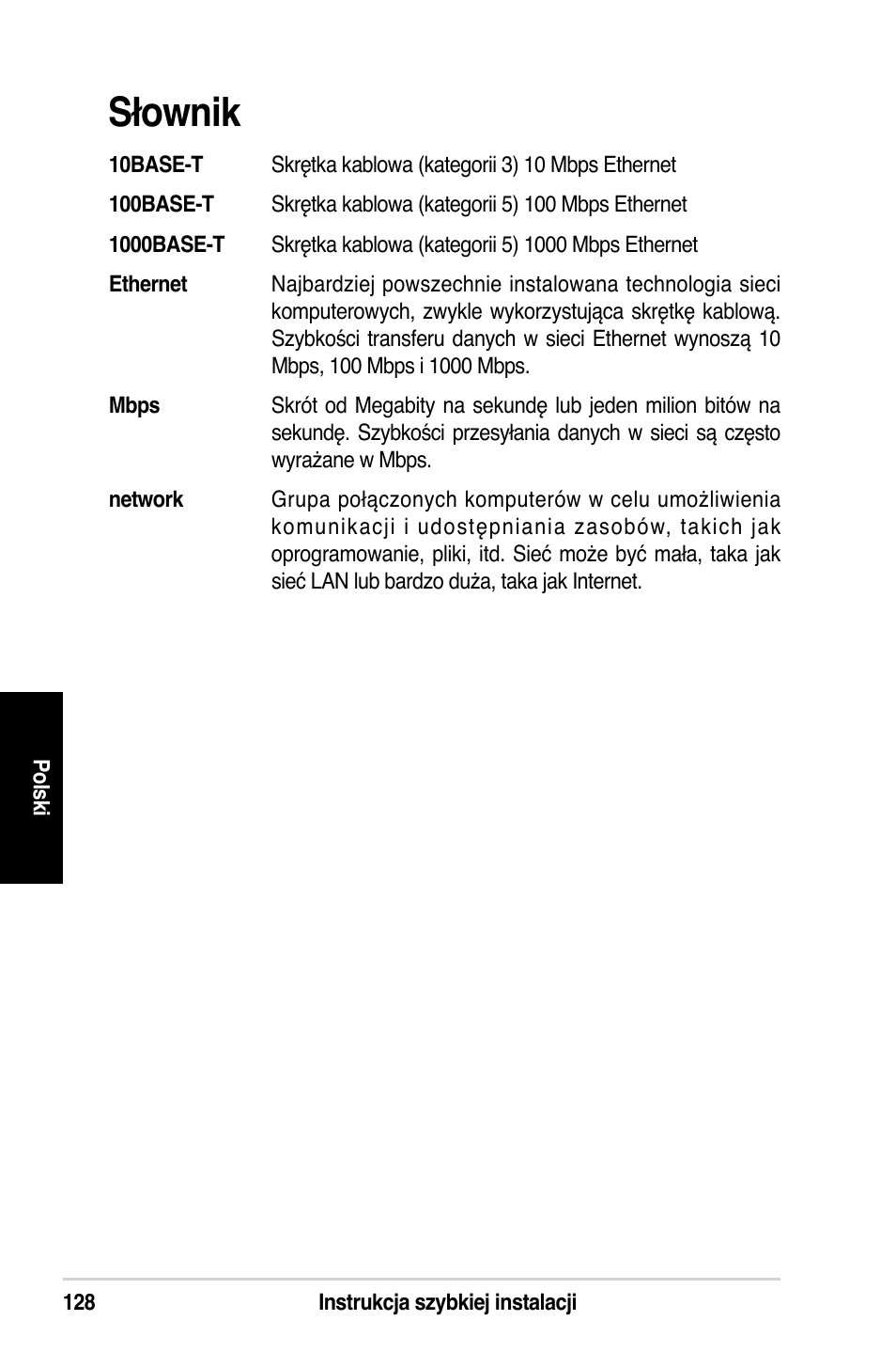 Słownik | Asus GX1108N User Manual | Page 129 / 145