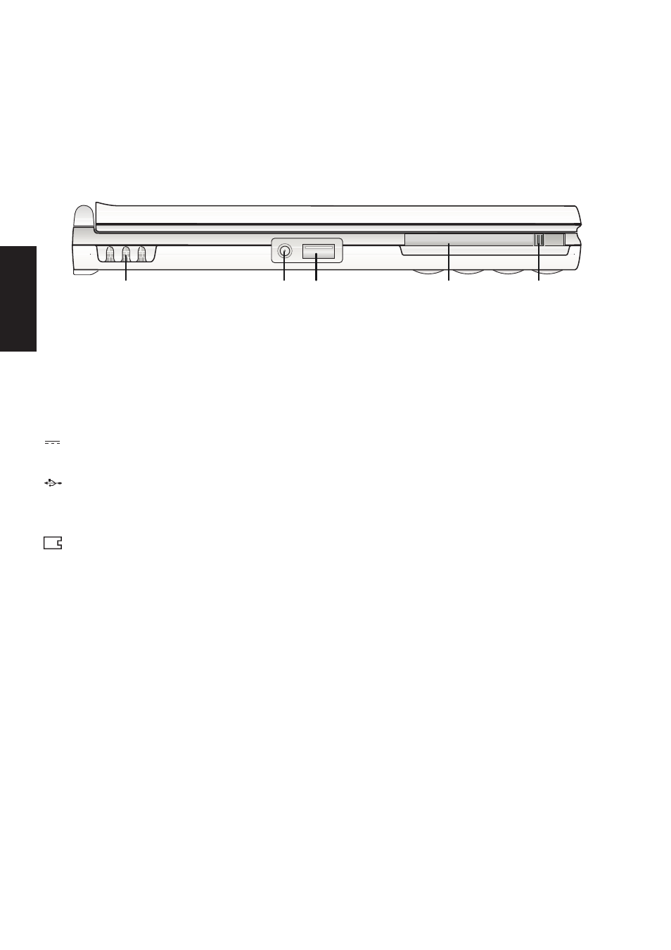 Left side, Left component descriptions | Asus M8 User Manual | Page 24 / 102