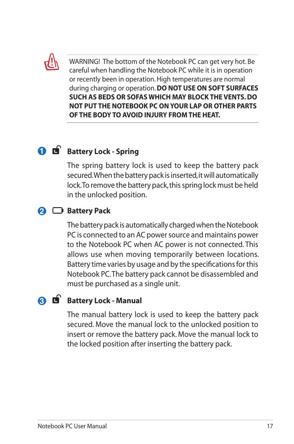 Asus X45A User Manual | Page 17 / 116