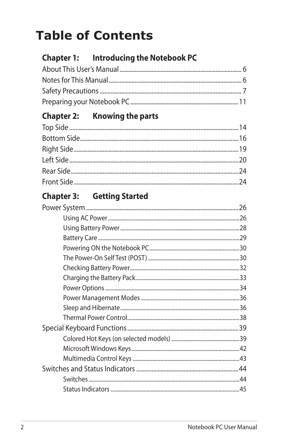 Asus X45A User Manual | Page 2 / 116