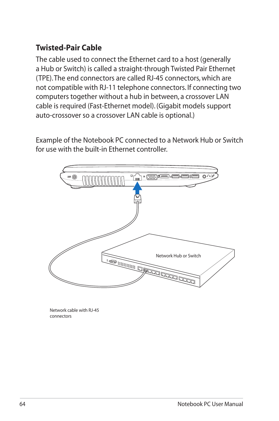 Twisted-pair cable | Asus X45A User Manual | Page 64 / 116