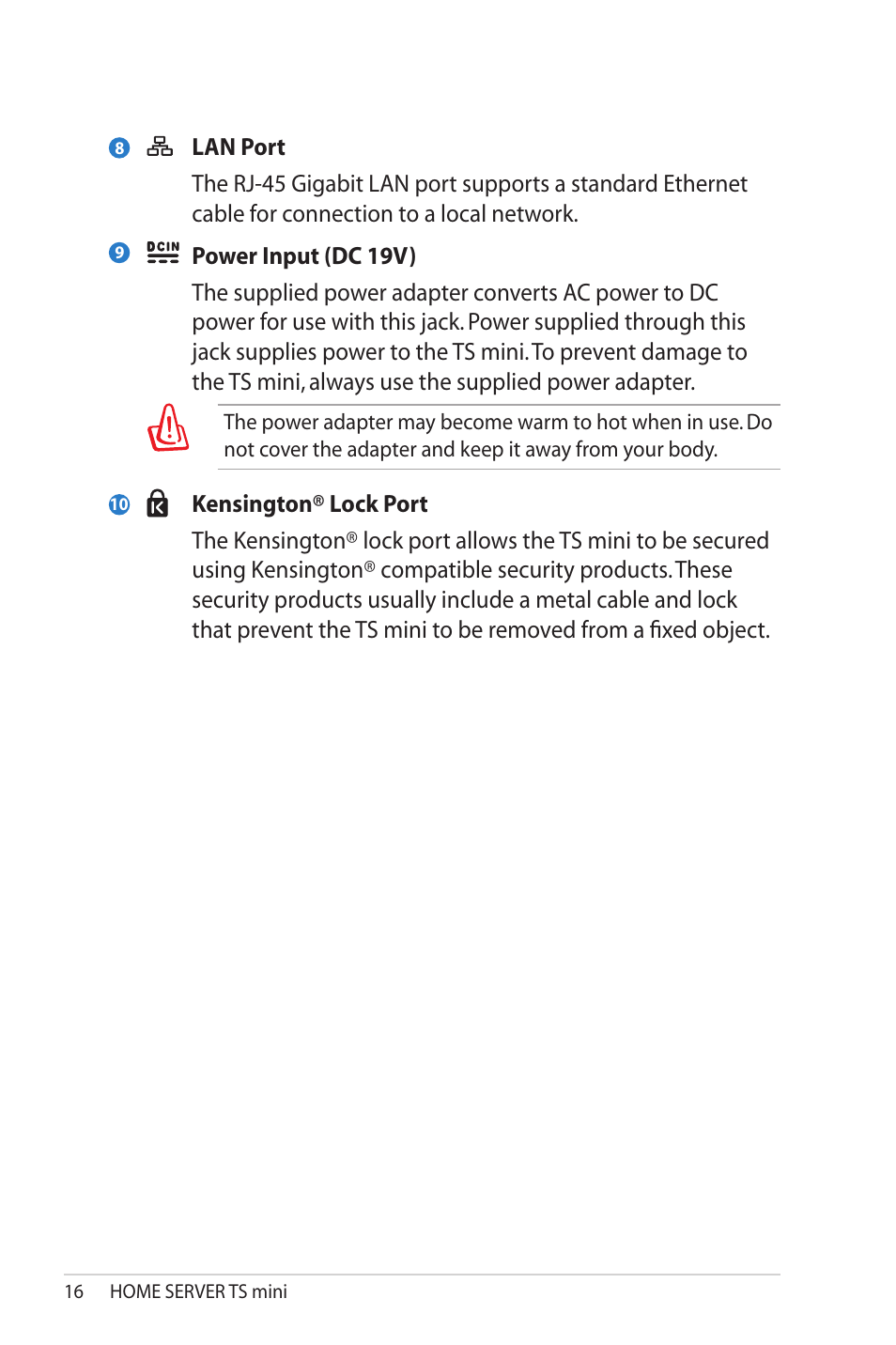 Asus TS Mini User Manual | Page 16 / 114