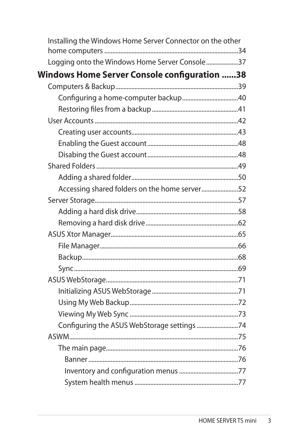 Windows.home.server.console.configuration | Asus TS Mini User Manual | Page 3 / 114