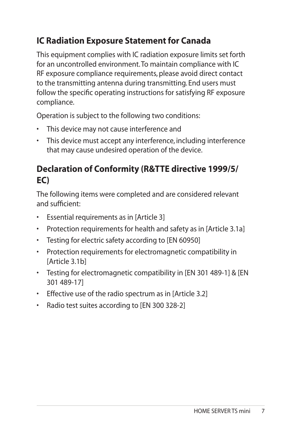 Ic radiation exposure statement for canada, Ic.radiation.exposure.statement.for.canada | Asus TS Mini User Manual | Page 7 / 114