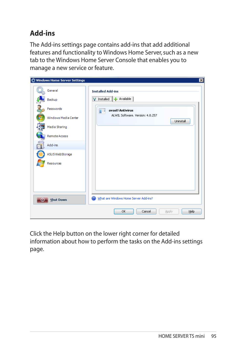 Add-ins | Asus TS Mini User Manual | Page 95 / 114