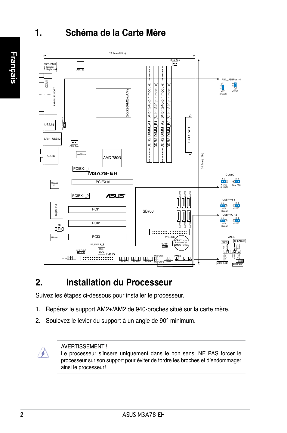 Français, Asus m3a78-eh, M3a78-eh | Asus M3A78-EH User Manual | Page 2 / 38