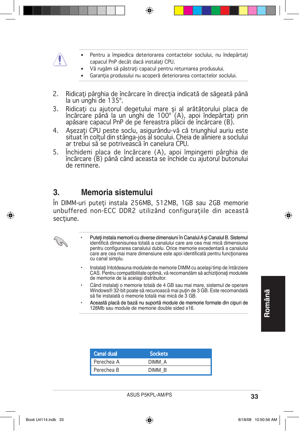 Română | Asus P5KPL-AM/PS User Manual | Page 33 / 38