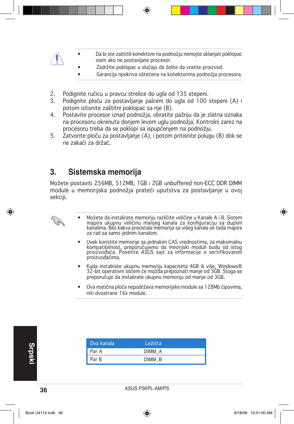 Srpski | Asus P5KPL-AM/PS User Manual | Page 36 / 38