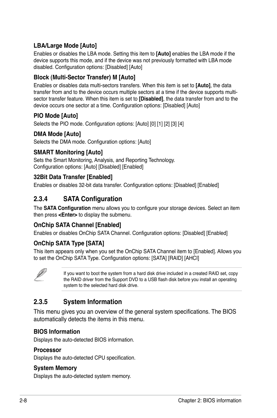4 sata configuration, 5 system information, Sata configuration -8 | System information -8 | Asus M2A74-AM User Manual | Page 46 / 58