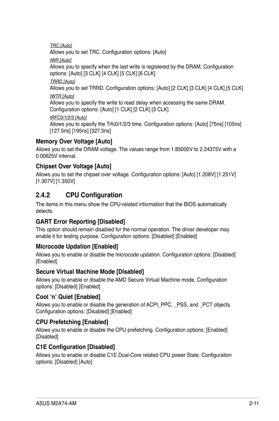 2 cpu configuration, Cpu configuration -11 | Asus M2A74-AM User Manual | Page 49 / 58