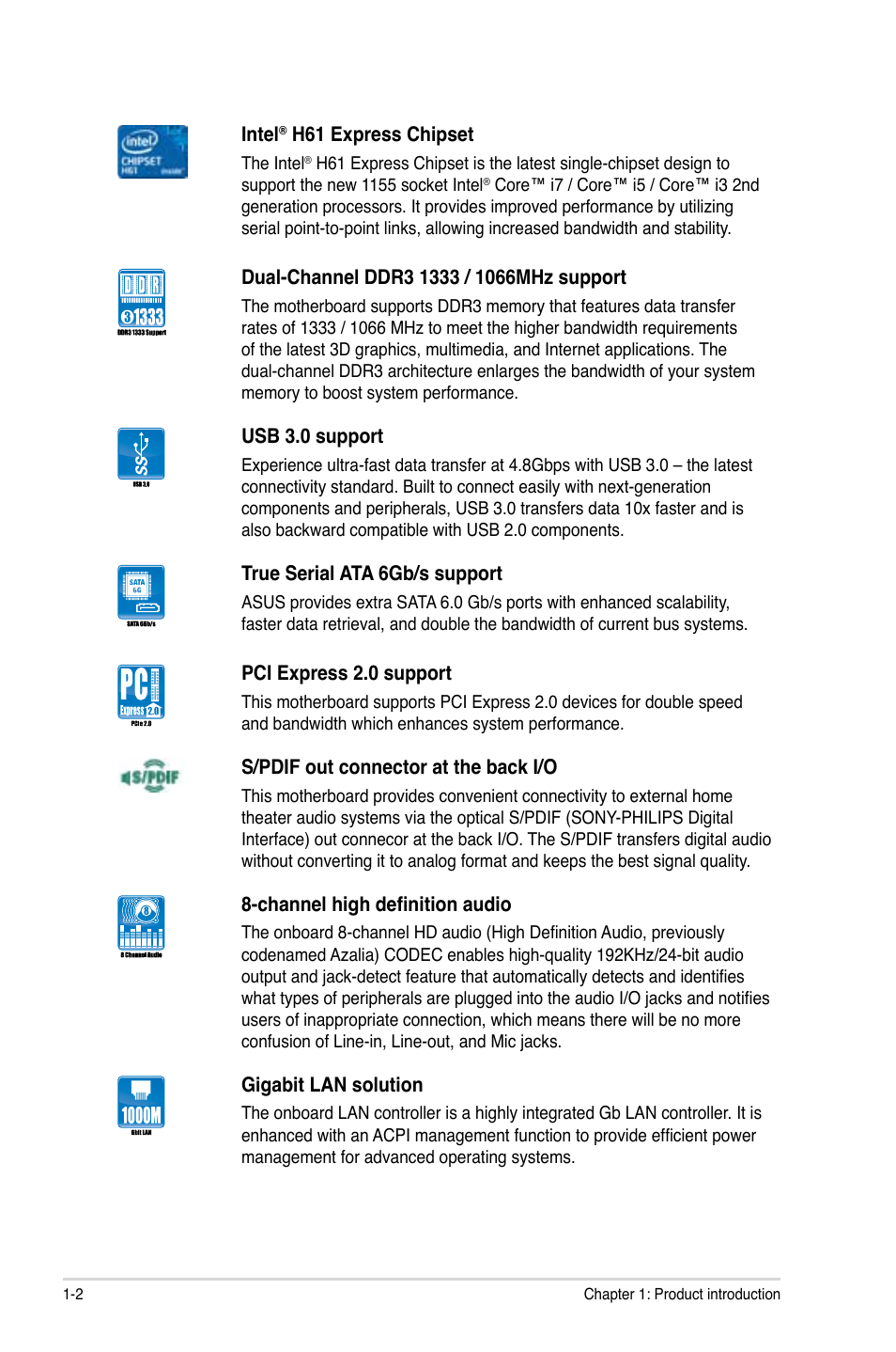 Asus P8H61-M EVO User Manual | Page 14 / 76