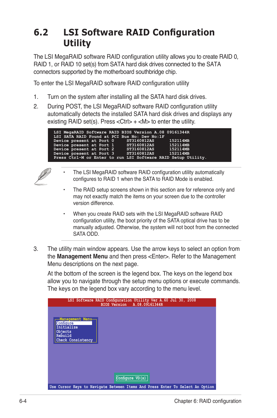 2 lsi software raid configuration utility, Lsi software raid configuration utility -4 | Asus TS500-E6/PS4 User Manual | Page 110 / 162